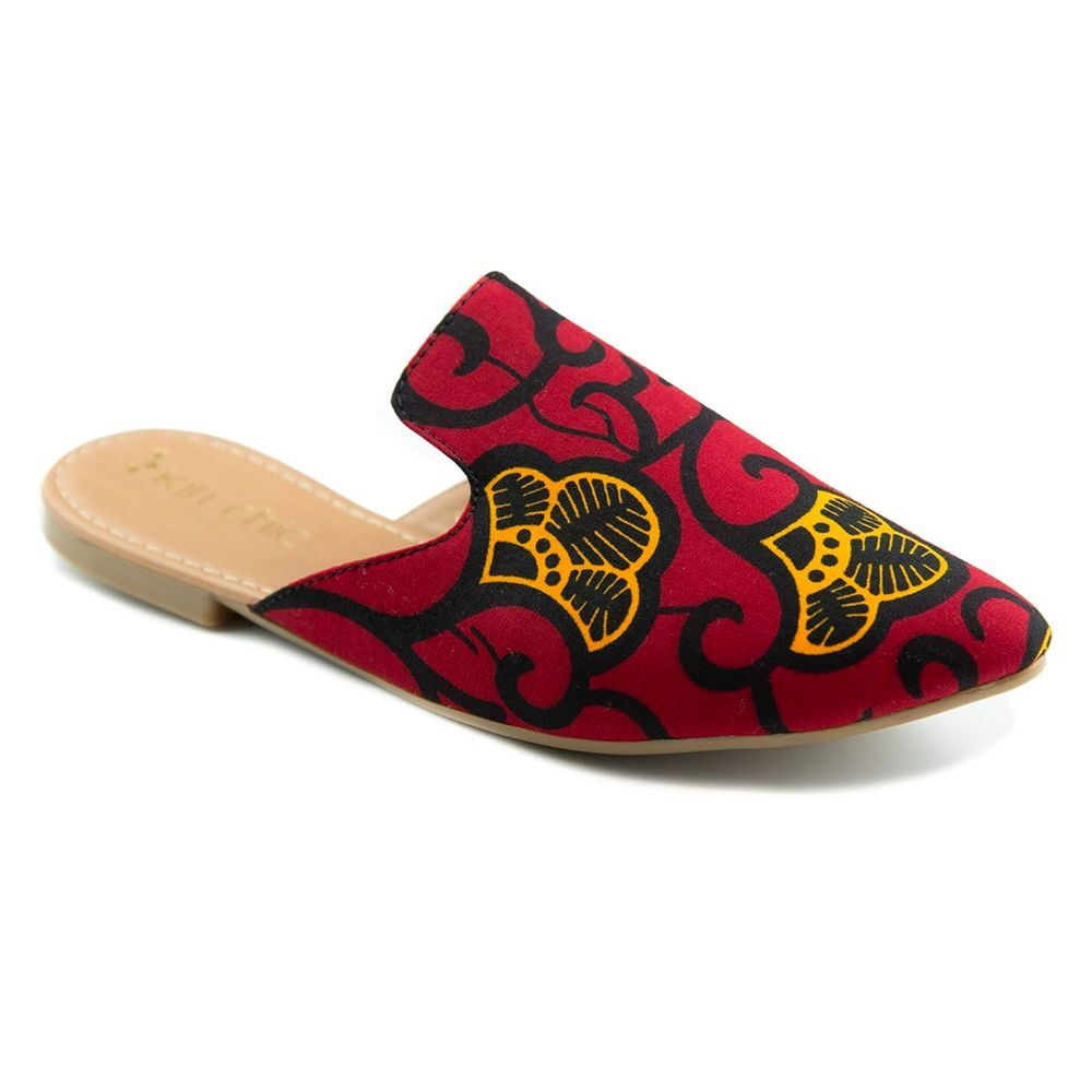 Kiri‎ Chic Women's Mules Lily Red Women African Print Mule Shoes Lily Red sz 9